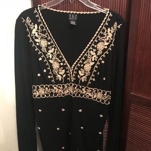 Inc international concepts large black gold top